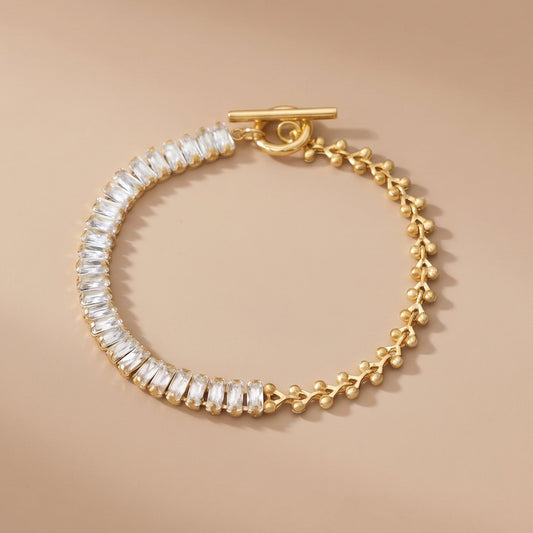 Golden Heart Toggle Bracelet (Free Size)