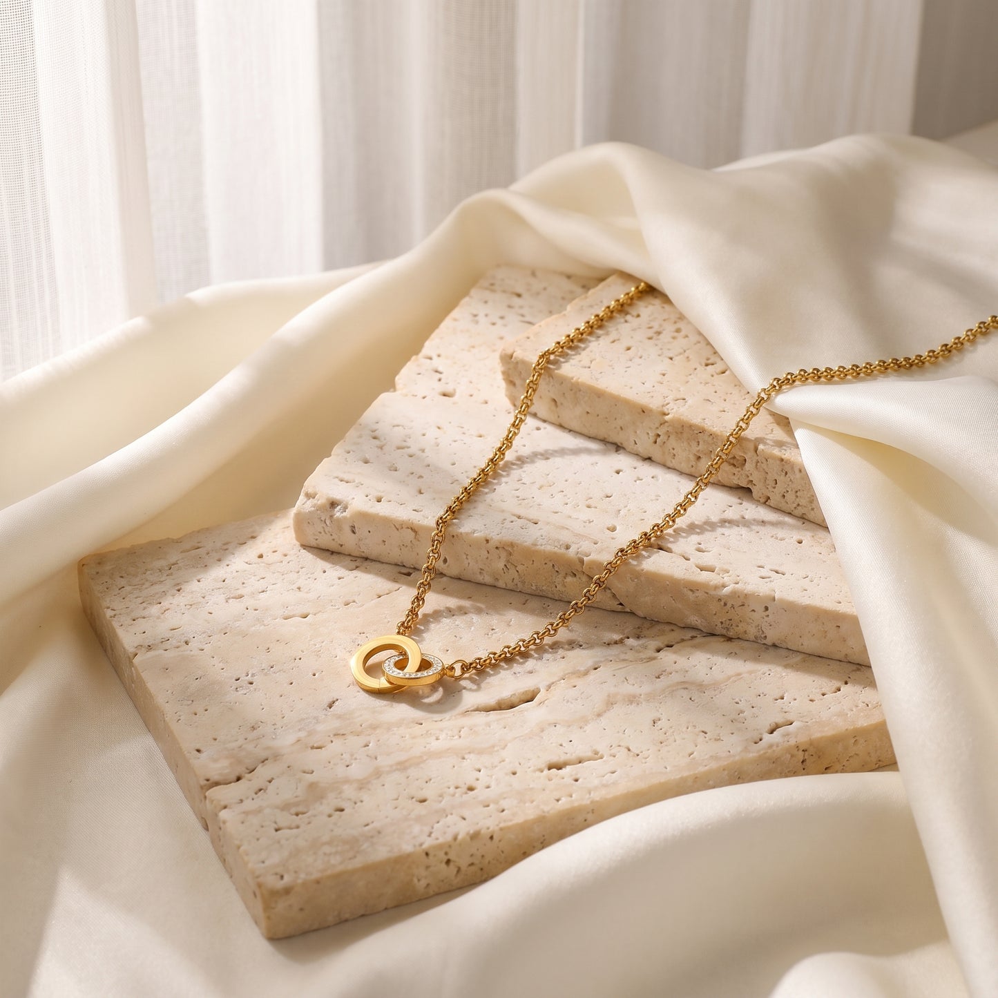 Golden Double Circle Necklace