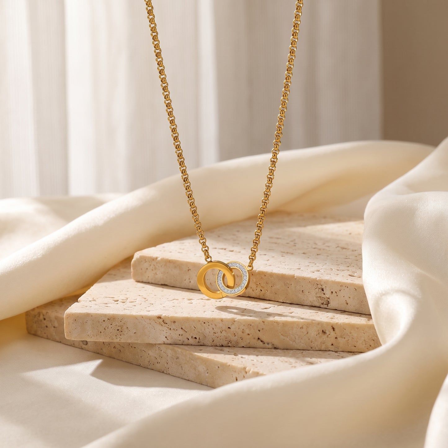 Golden Double Circle Necklace
