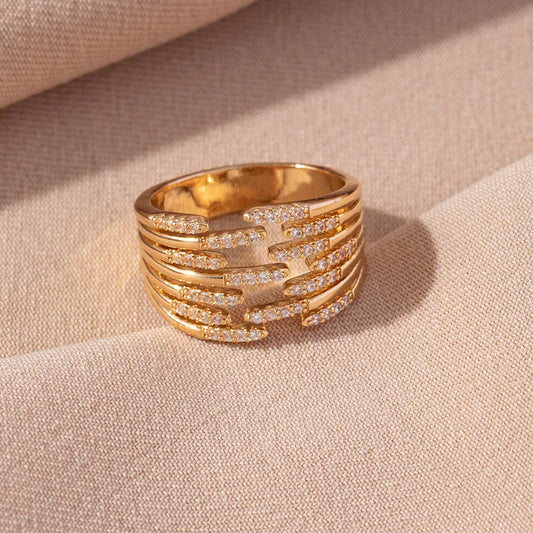 Golden Cross Zircon Ring