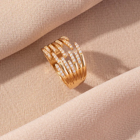 Golden Cross Zircon Ring