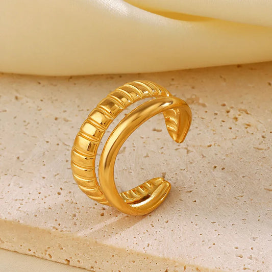 Textured Gold Wave Ring