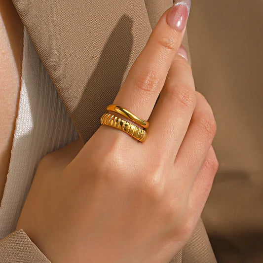 Textured Gold Wave Ring