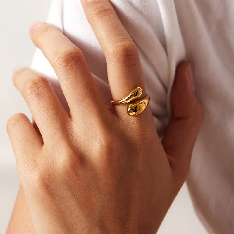 Golden Teardrop Open Ring