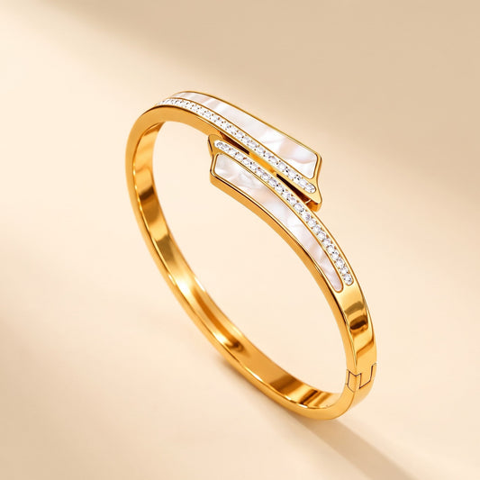 Golden White Inlay Bangle