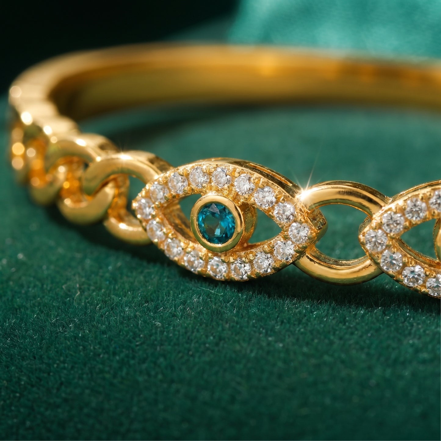 Golden Devil’s Eye Bangle (Free Size)