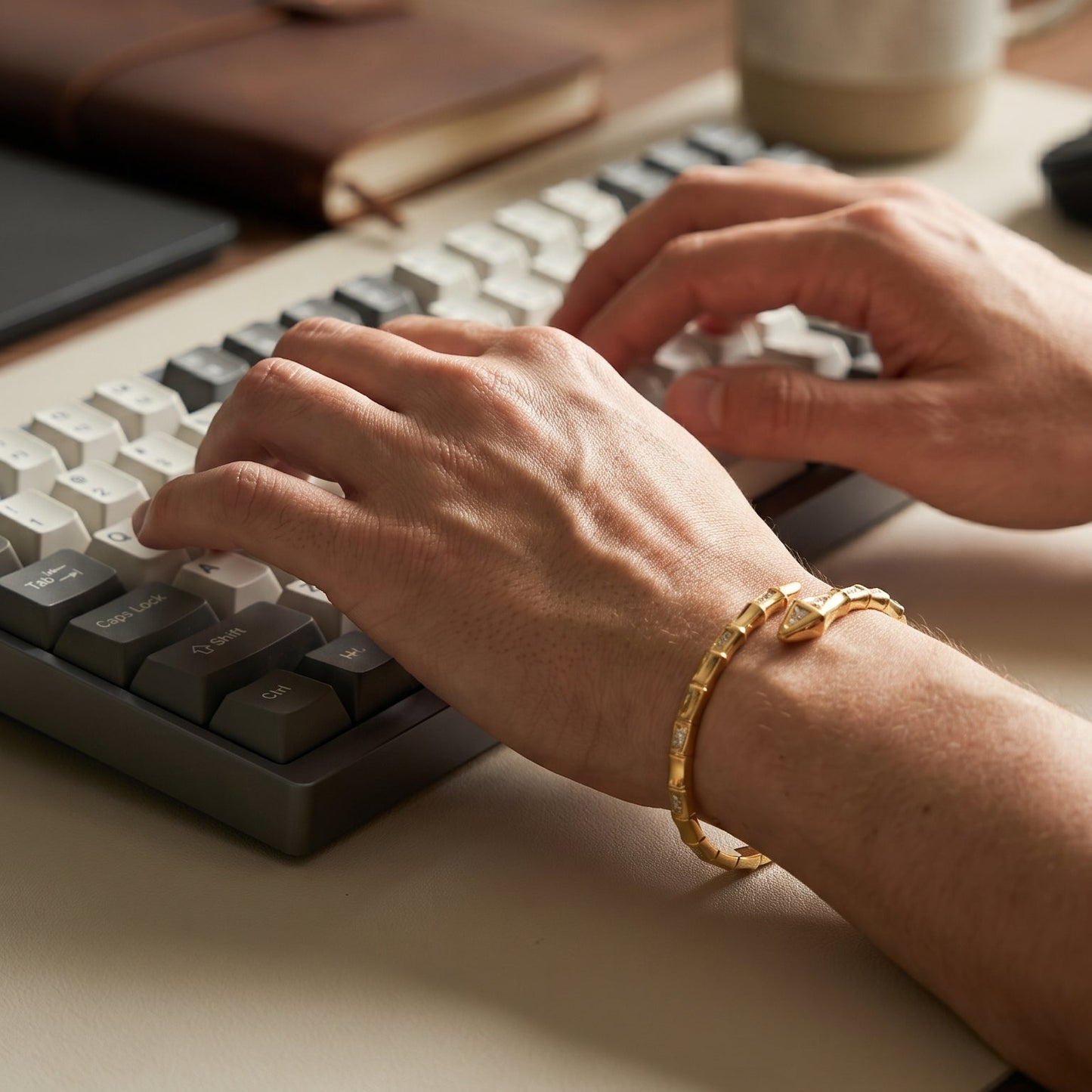 Jaguar Serpent Gold Bangle (Free Size)