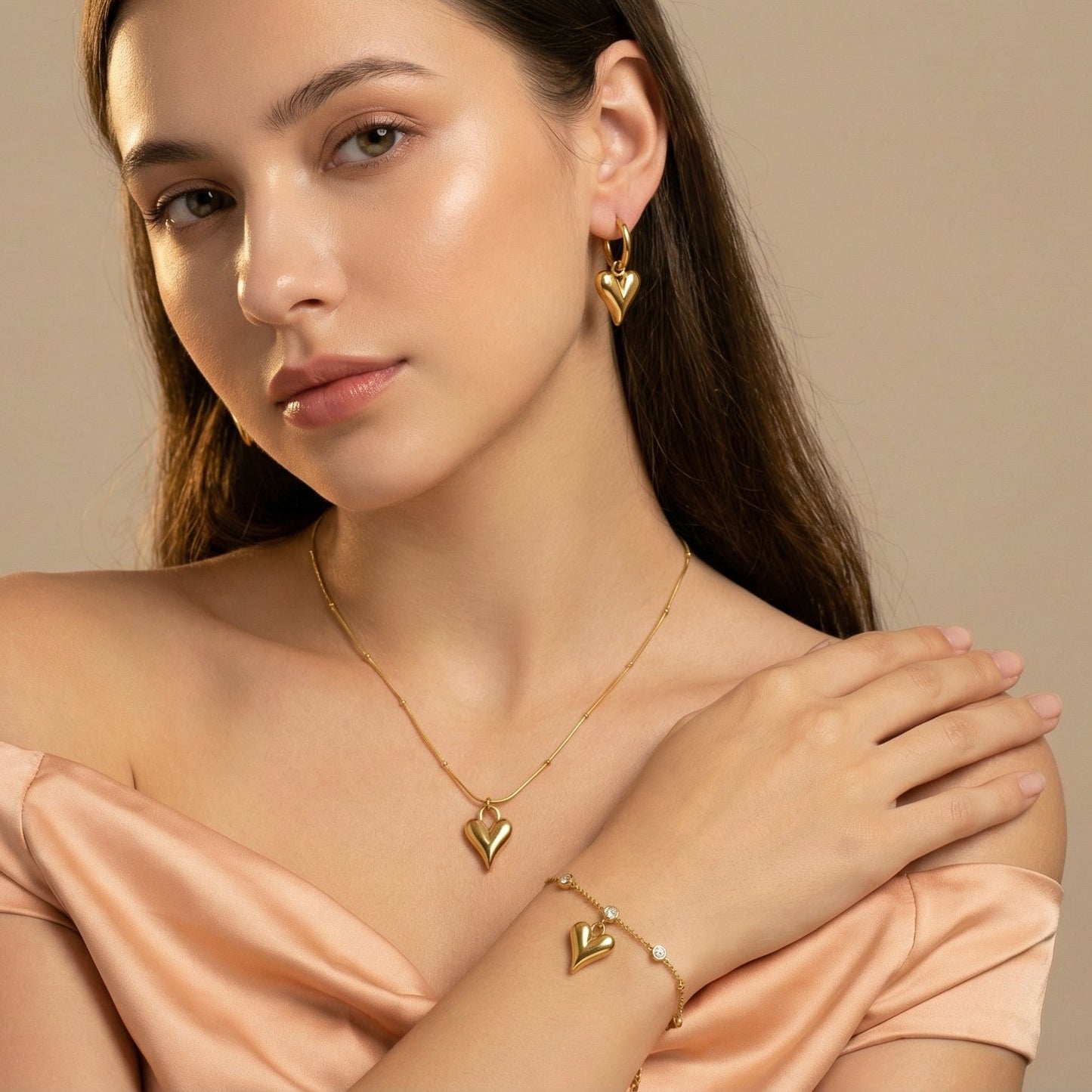 Golden Heart Jewelry Set
