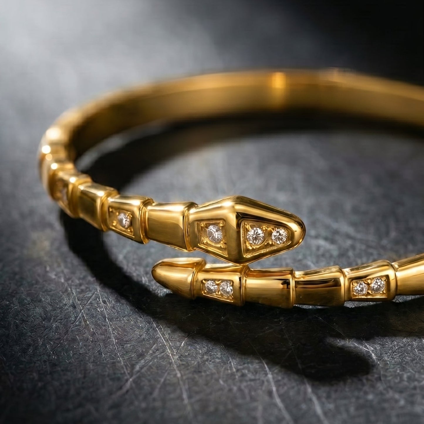 Jaguar Serpent Gold Bangle (Free Size)