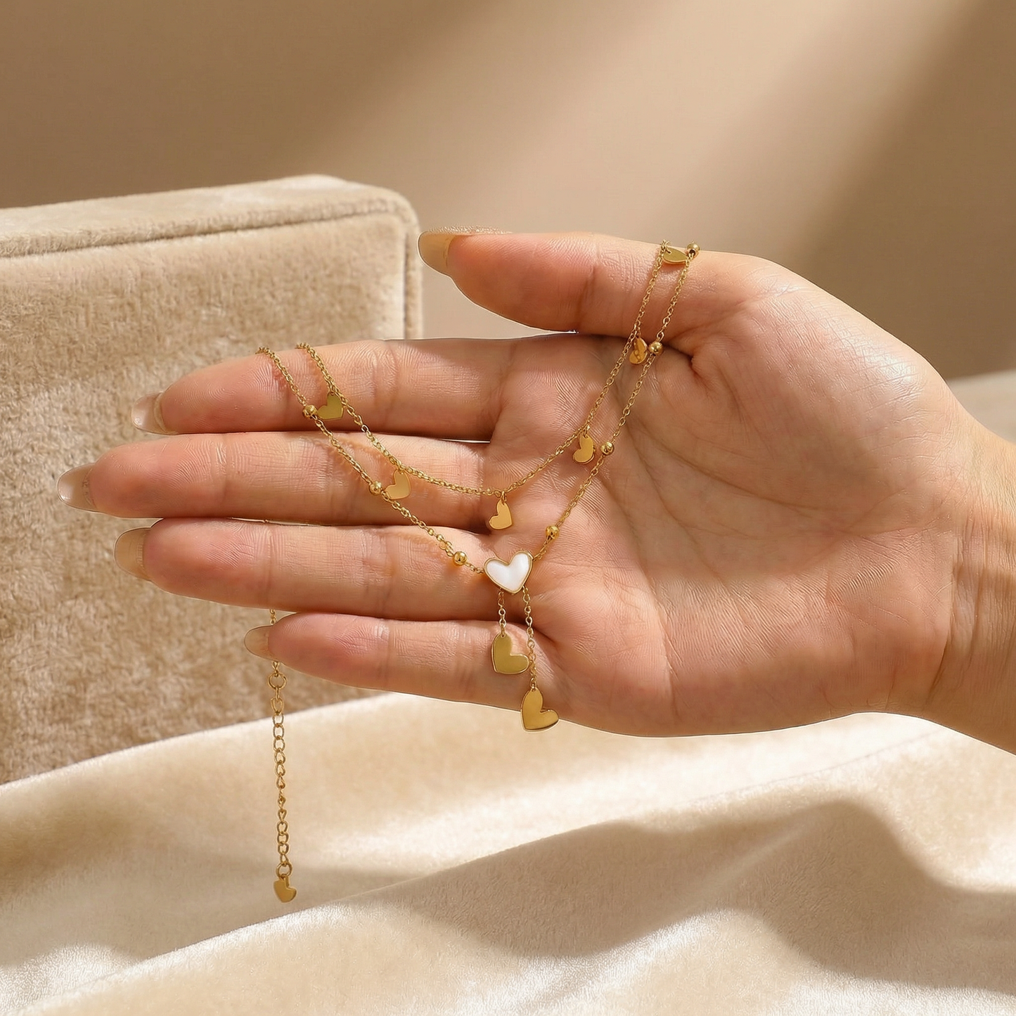 Golden Heart Charm Anklet