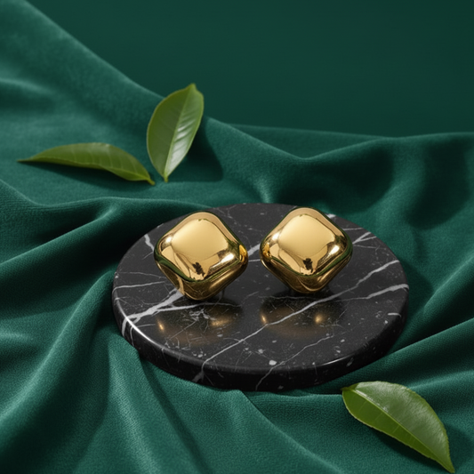Golden Glow Square Studs