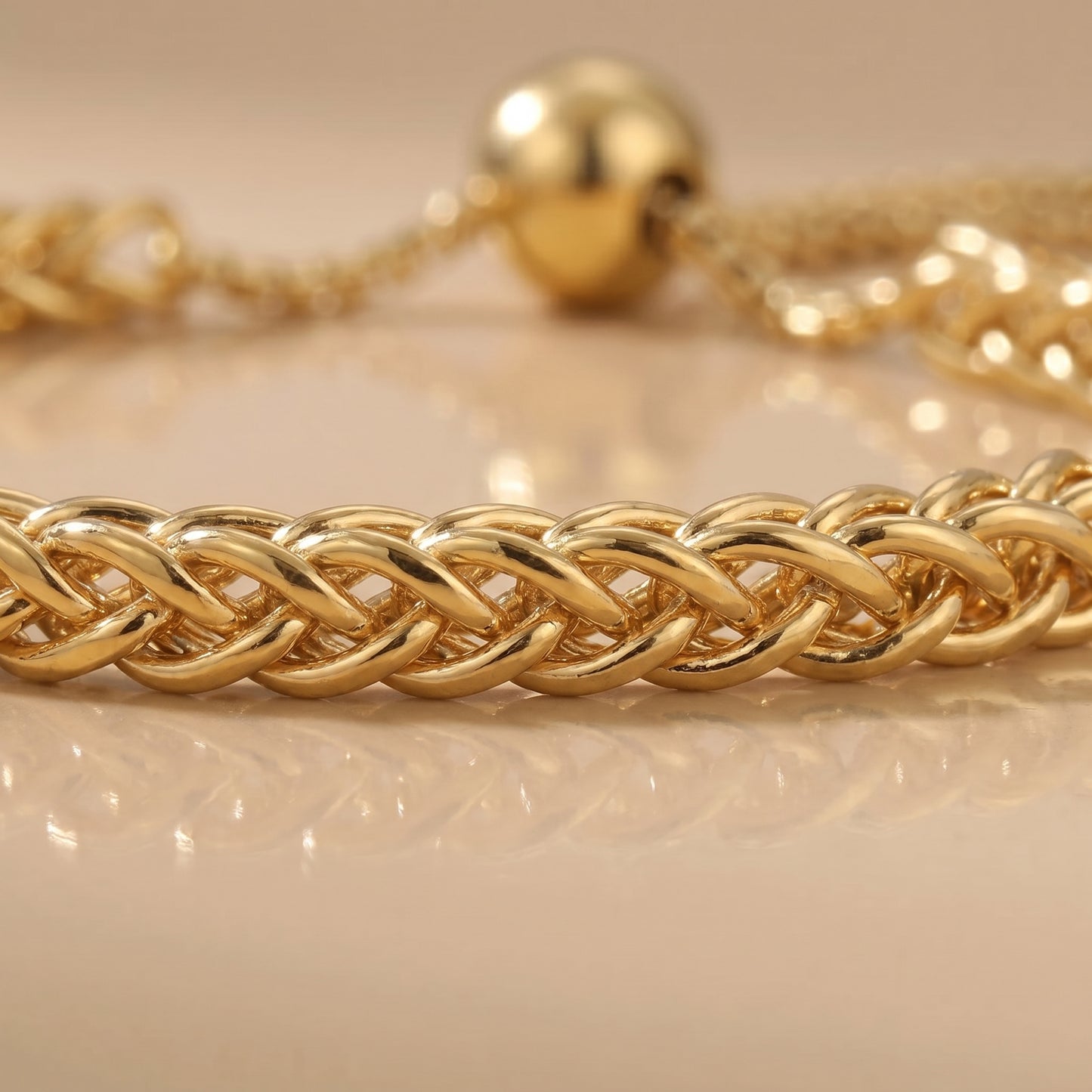 Golden Charm Drawstring Bracelet (Free Size)