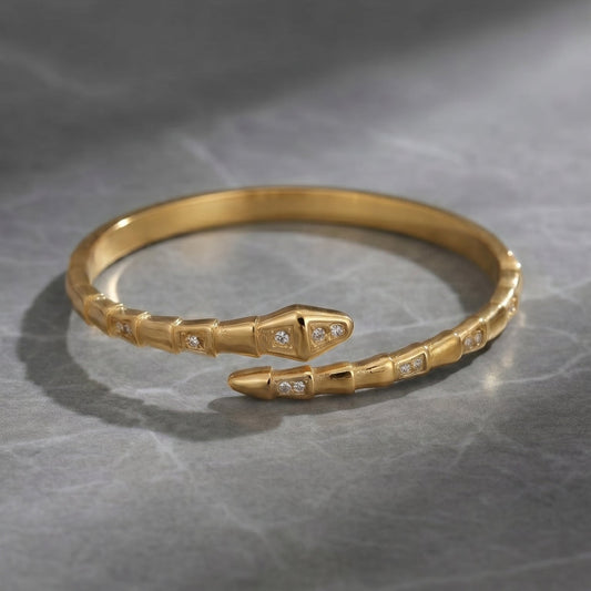 Jaguar Serpent Gold Bangle (Free Size)